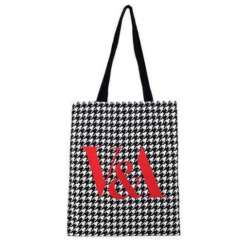 ★日本未入荷 英国【V&A】千鳥格子 ロゴ トートバッグ V&A博物館限定】千鳥格子トートバッグ（黒×グレー） / V&A