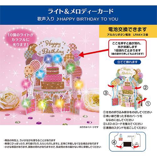 誕生日祝い ライト&メロディー 風船とプレゼント グリーティングカード