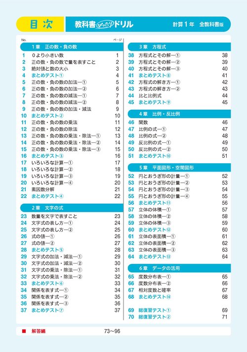 中学 教科書ぴったりドリル 計算1年 全教科書版 1回10分で教科書の