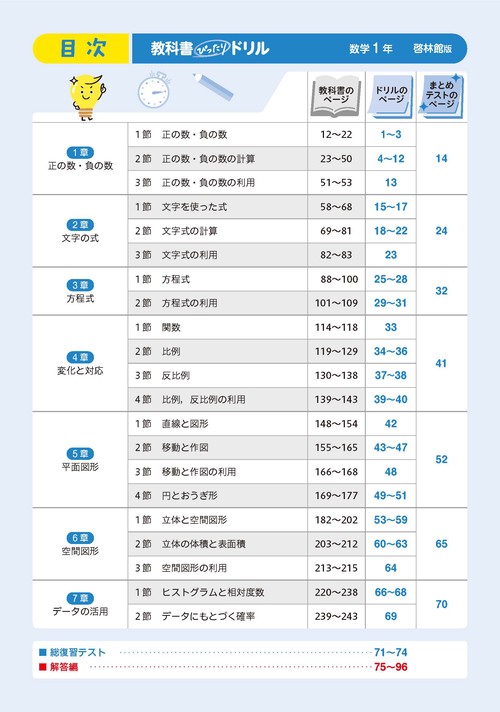 中学 教科書ぴったりドリル 数学1年 啓林館版 教科書完全対応、1回