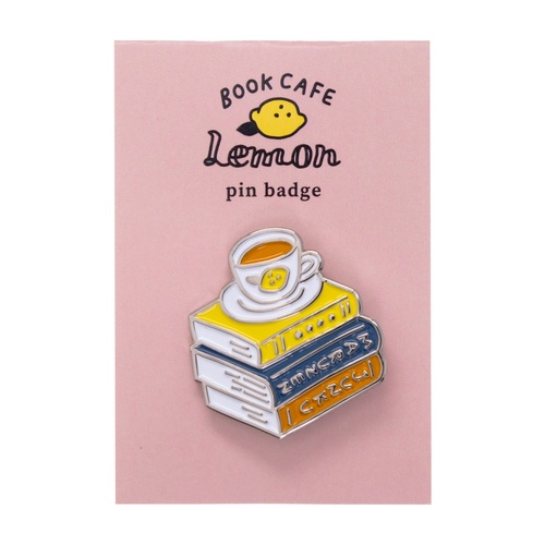 BOOK　CAFE　LEMONピンバッチ　本