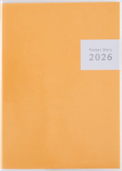 ポケットダイアリー 2026年版1月始まり日記 A6 デイリー・1頁1日記入式 オレンジ