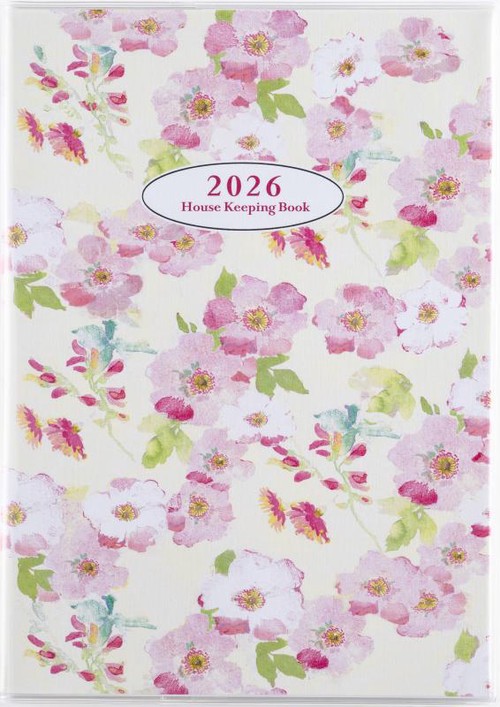さわやか かけいぼ 2026年版家計簿 B5 家計簿・週計式 花柄