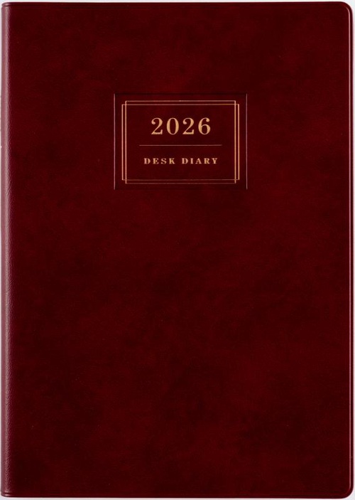 業務日誌 2026年版1月始まり手帳 A5 デイリー・1頁2日記入式 エンジ