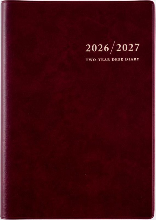 2年卓上日誌 2026年版1月始まり手帳 A5 連用・2年連用 ワイン
