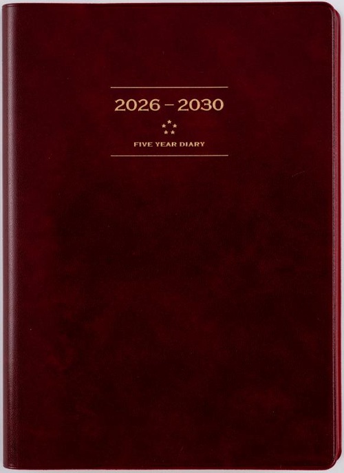 5年卓上日誌 2026年版1月始まり手帳 A5 連用・5年連用 ワイン