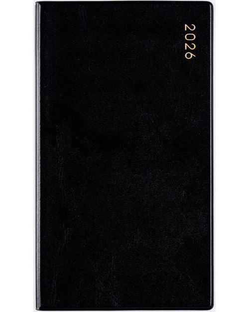 ニューダイアリースリム 3 2026年版1月始まり手帳 150×85mm マンスリー・ブロック式 黒