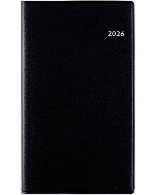 ニューダイアリー ミニ 4 2026年版1月始まり手帳 140×80mm ウィークリー・見開き2週間 黒