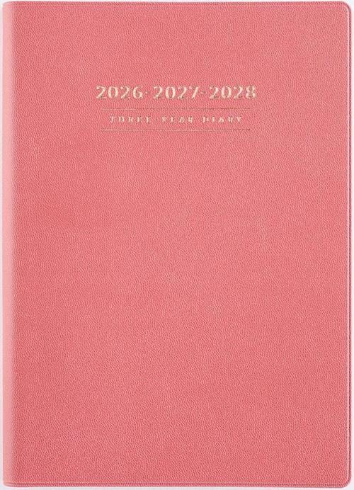 3年卓上日誌 2026年版1月始まり手帳 A5 連用・3年連用 ピンク