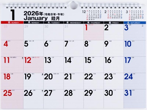 高橋書店 エコカレンダー エコカレンダー 壁掛 A4 2026年1月始まりカレンダー A4判 壁掛・リング式