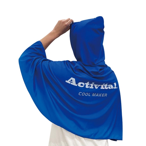 Activital クールメイカー 冷却ポンチョビッグ 横約145cm×縦約95cm(フード含む) ブルー