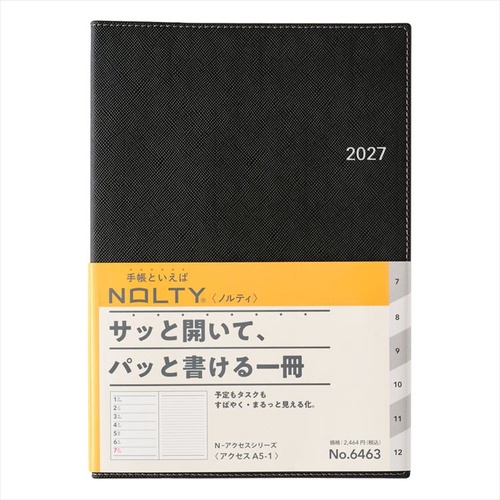NOLTY(ノルティ) アクセス A5-1 2027年1月始まり手帳 週間レフト ブラック