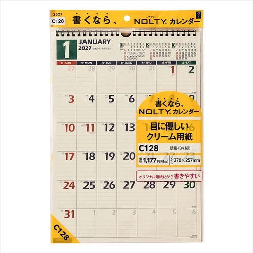 NOLTY(ノルティ) カレンダー 壁掛け B4縦 2027年1月始まりカレンダー B4(縦) 壁掛け