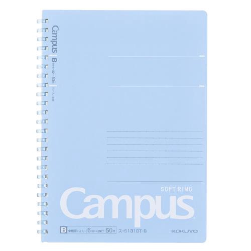 Campus キャンパスソフトリングドット50枚A5青 リングノート ドット入りB罫(6mm) 青