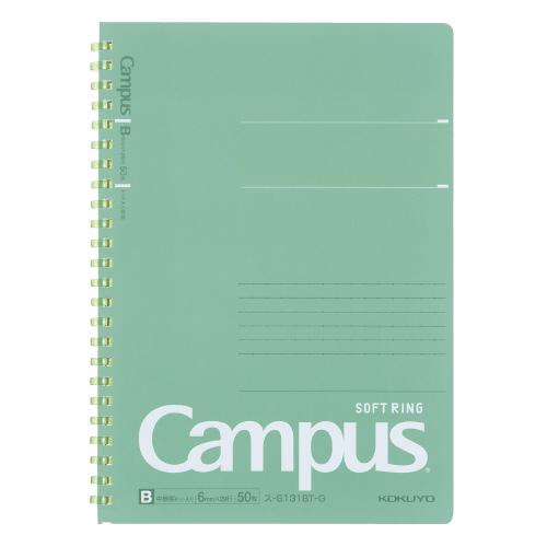 Campus キャンパスソフトリングドット50枚A5緑 リングノート ドット入りB罫(6mm) 緑