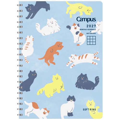 Campus ソフトリングダイアリー 1月始まり B6 マンスリ― キャット