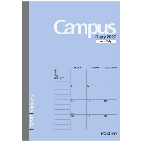 Campus Diary キャンパスダイアリー 1月始まり A5 マンスリ― ブルー
