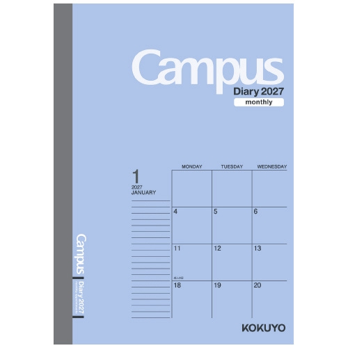 Campus Diary キャンパスダイアリー 1月始まり B6 マンスリ― ブルー