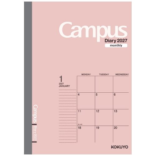 Campus Diary キャンパスダイアリー 1月始まり A5 マンスリ― ピンク