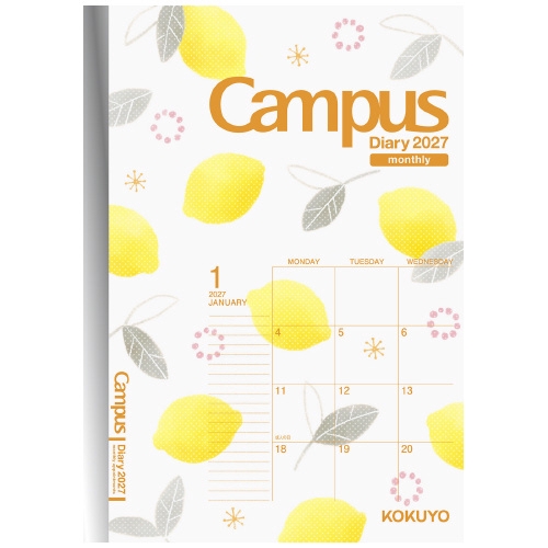 Campus Diary キャンパスダイアリー 1月始まり A6 マンスリ― 限定柄 レモン