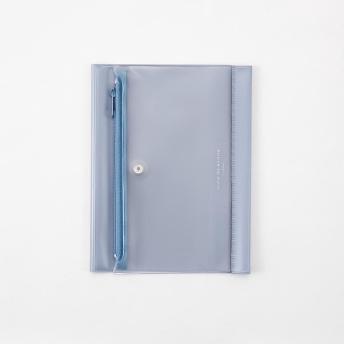 isshoni.ペンケース付ノートカバーPVC B6 Rブルー