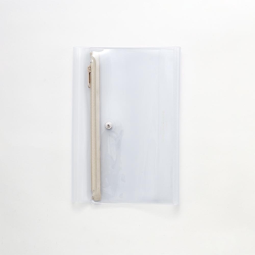 isshoni.ペンケース付ノートカバーPVC B6 Rクリアベージュ