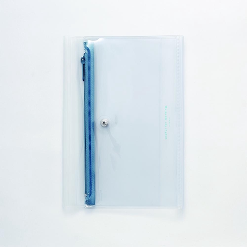 isshoni.ペンケース付ノートカバーPVC A5 Rクリアブルー