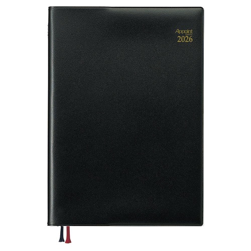 アポイント デスク 2026年版ダイアリー 9月始 A5 1週間+横罫 224ページ ブラック