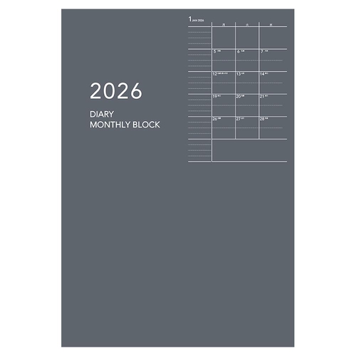 アポイント ノートタイプ 2026年版ダイアリー B6 1ヶ月ブロック 48ページ グレー