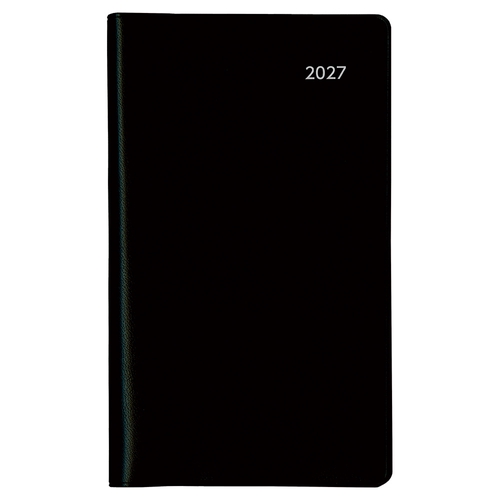 2027 アポイント 文字大 1Mホリゾンタル ダイアリー 手帳サイズ 1ヶ月横罫 48ページ ブラック