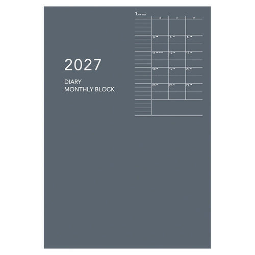 2027 アポイントノートタイプ B6 マンスリー ダイアリー 1ヶ月ブロック 48ページ グレー