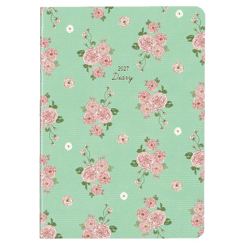2027 MILL A6 Monthly FLEURS GR ダイアリー 1ヶ月ブロック 48ページ グリーン