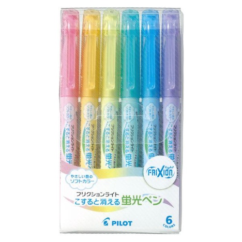 フリクションライト (蛍光ペン) 3.3mm ソフトカラー 6色セット
