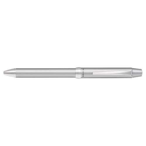 3+1リッジ 多機能筆記具 ボール径0.7mm(細字)シャープ芯 0.5mm 回転&ノック式アクロインキ シルバー