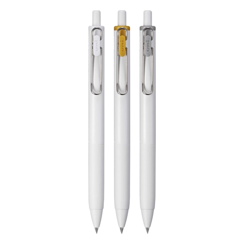 ユニボールワン ユニボールワン 0.5mm 白金銀3色セット ゲルインクボールペン 0.5mm ノック式
