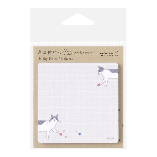ミドリ 付せん紙 ボールとネコ柄