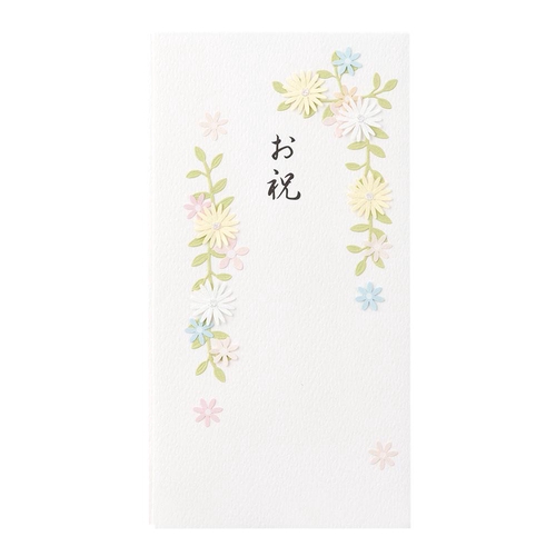 ミドリ PC 金封61 お祝 花の枠 白 金封