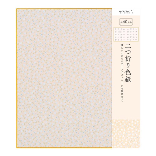 ミドリ カラー色紙 二つ折り 花柄 ピンク