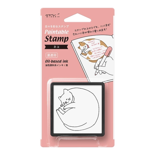 ミドリ スタンプ 浸透印 ネコ柄 スタンプ