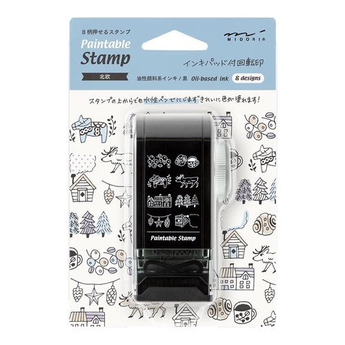 ミドリ スタンプ 回転印 ダイヤル 北欧柄 スタンプ