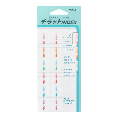 ミドリ インデックスラベル チラット 数字 カラー