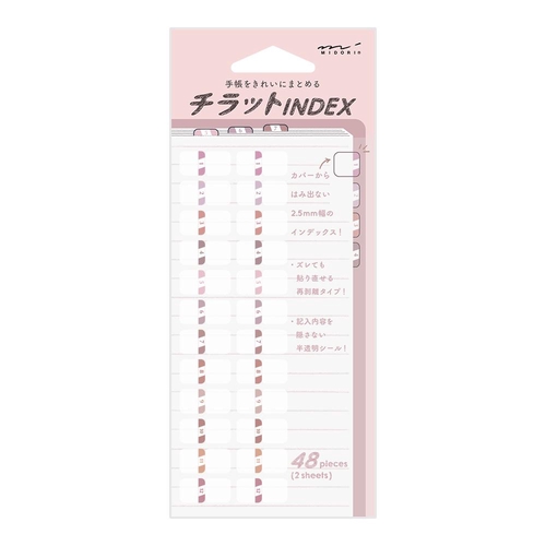 ミドリ インデックスラベル<S> チラット 数字 ピンク