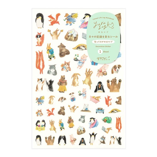 ミドリ シール ゆるログ 1枚入 動物柄