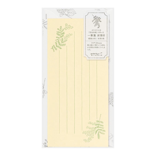 ミドリ 一筆箋 封筒付 花色和紙 黄
