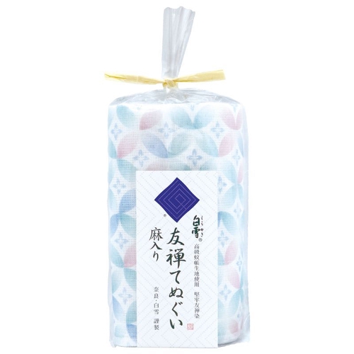 友禅てぬぐい 七宝柄 天色ブルー