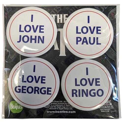 【The Beatles】I Love The Beatles ボタンバッジセット(大)