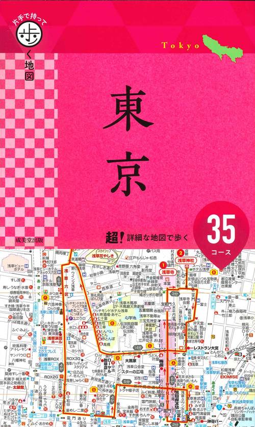片手で持って歩く地図　東京