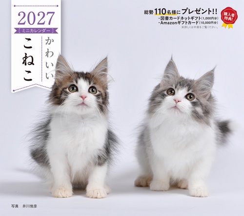 2027年カレンダー かわいいこねこ