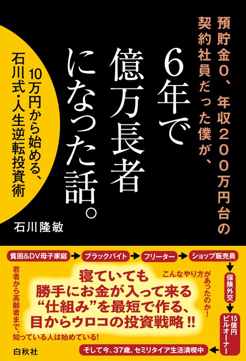 預貯金０、年収２００万円台の契約社員だった僕が、６年で億万長者になった話。