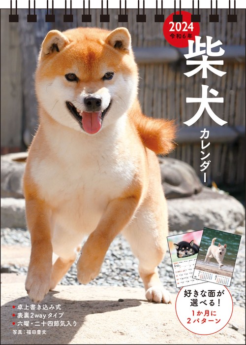【S3】　2024　柴犬カレンダー　卓上書き込み式　［B6タテ]